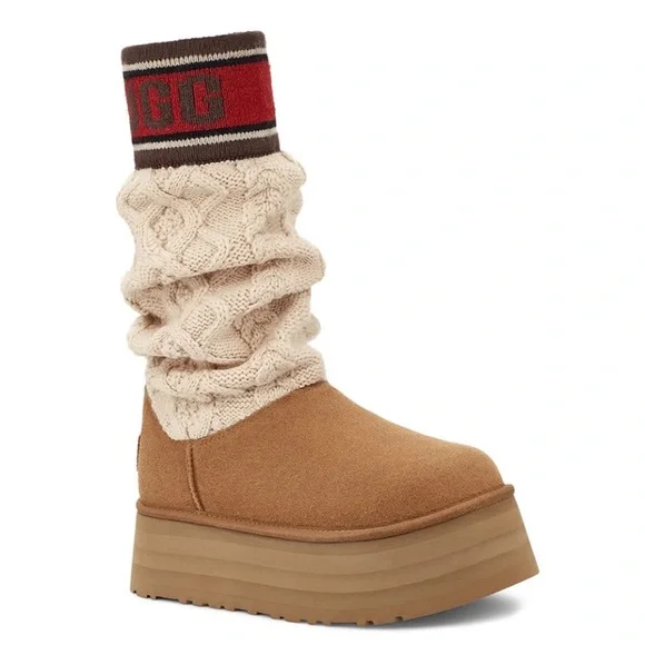 UGG Classic Sweater Letter Boot Chestnut Women's